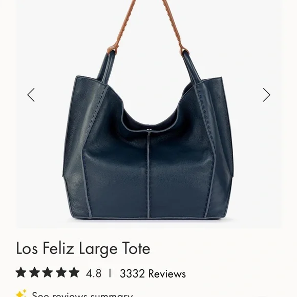 Los Feliz , the Sak Elegant Blue Leather Shoulder tote bag. - Picture 6 of 13